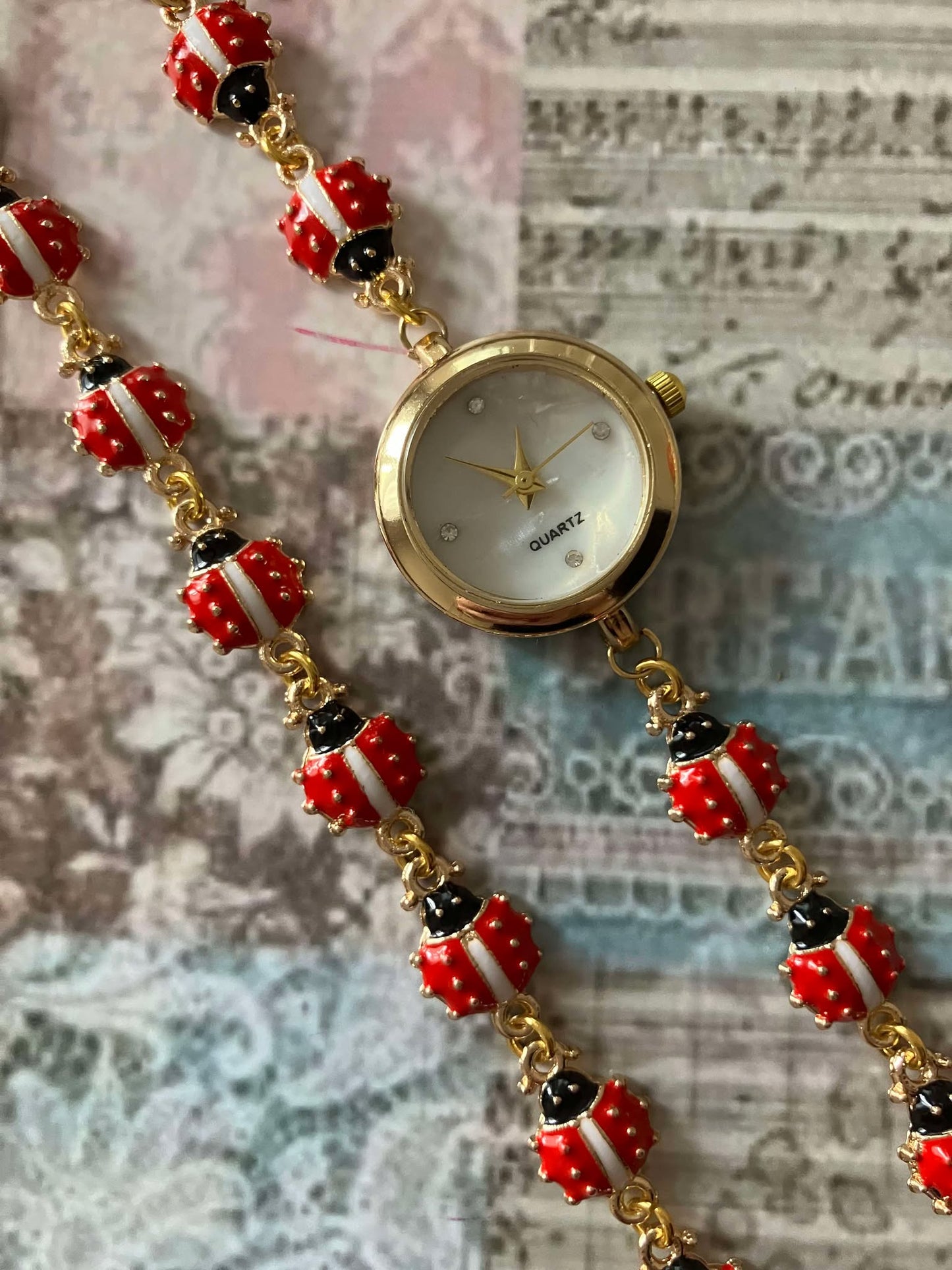 Gold - Ladybug Watch with Matching Bracelet