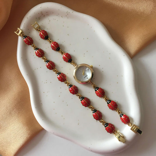 Gold - Ladybug Watch with Matching Bracelet